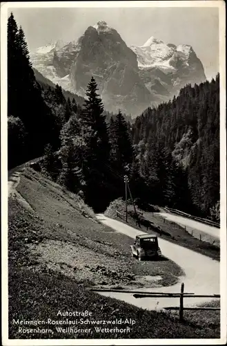 Ak Kanton Bern, Berner Oberland, Wetterhorn, Autostraße Meiringen-Schwarzwald-Alp, Rosenhorn