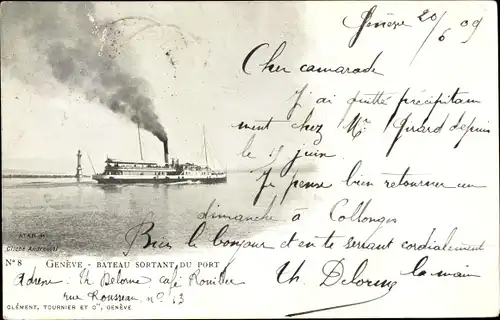 Postkarte Genf Genf Schweiz, Boot verlässt die Brücke