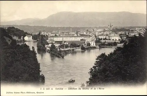 Ak Genf Genf Schweiz, Kreuzung von Rhône und Arve