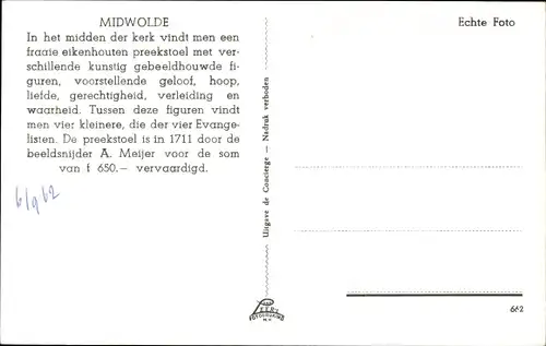 Ak Midwolde Groningen Niederlande, Kerk