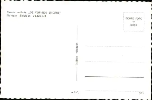 Ak Markelo Overijssel, Twents Eethuis De Kop'ren Smorre