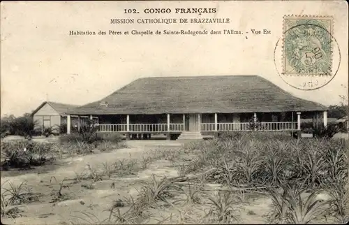 Ak Brazzaville Französisch-Kongo, Katholische Mission, Habitation des Peres