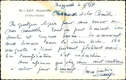 Ak Brazzaville Französisch-Kongo, Pasteur-Institut