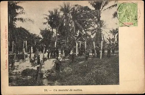 Ak Afrikaner auf einem Markt, Palmen