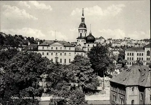 Ak Greiz im Vogtland, Unteres Schloss, Stadtkirche