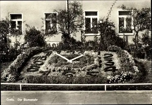 Ak Greiz im Vogtland, Blumen-Uhr
