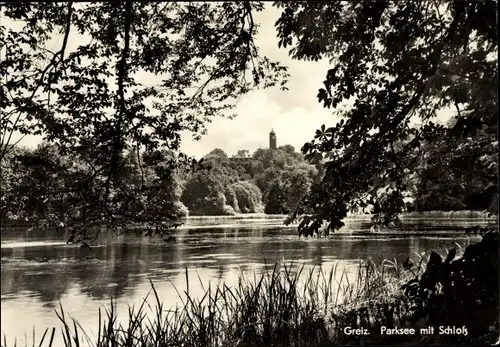 Ak Greiz im Vogtland, Parksee, Oberes Schloss