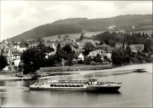 Ak Saalburg in Thüringen, Ausflugsschiff, Panorama