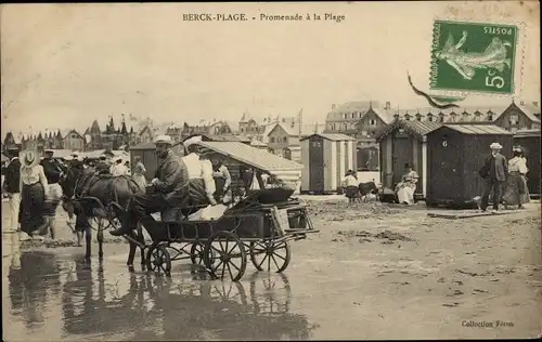 Ak Berck Plage Pas de Calais, Spaziergang zum Strand