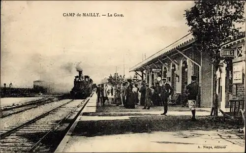 Ak Mailly le Camp Aube, Camp de Mailly, La Gare
