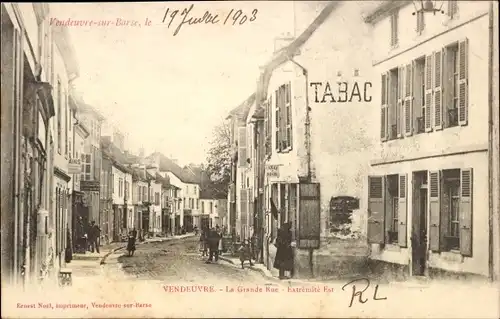 Ak Vendeuvre sur Barse Aube, La Grande Rue, East End, Tabac