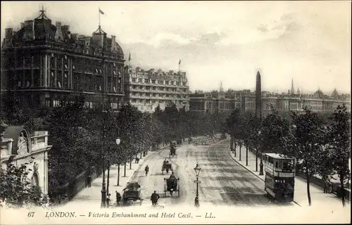Ak London City England, Victoria Embankment, Hotel Cecil