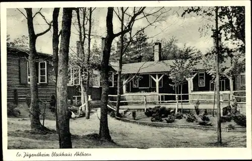 Ak Ahlhorn Großenkneten Niedersachsen, Evangelisches Jugendheim Blockhaus, Kinderheim und Küchenbau