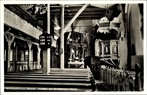 Ak Nordseebad Büsum, Inneres der St. Clemens-Kirche