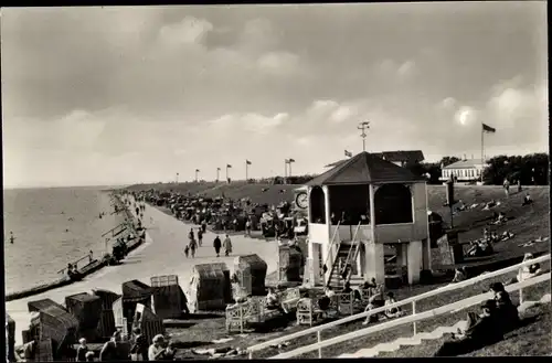 Ak Nordseebad Büsum, Strand mit Musikpavillon