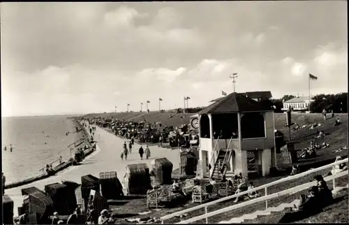 Ak Nordseebad Büsum, Strand mit Musikpavillon