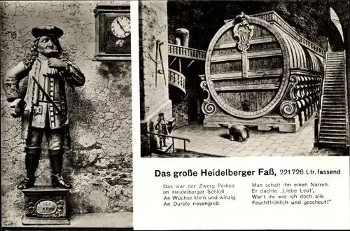 Ak Heidelberg am Neckar, Das große Heidelberger Fass, Gedicht