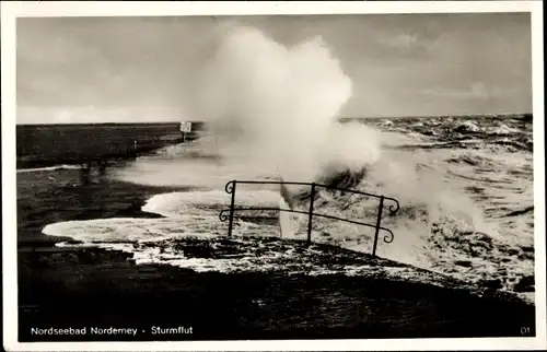 Ak Nordseebad Norderney Ostfriesland, Sturmflut