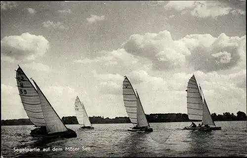 Ak Kirchmöser Brandenburg an der Havel, Segelpartie auf dem Möser See, Segelboote