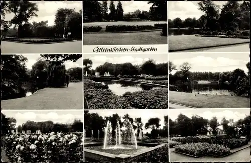 Ak Gelsenkirchen im Ruhrgebiet, Stadtgarten, Teich, Springbrunnen