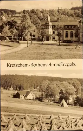 Ak Kretscham Rothensehma Neudorf Sehmatal im Erzgebirge, Teilansichten