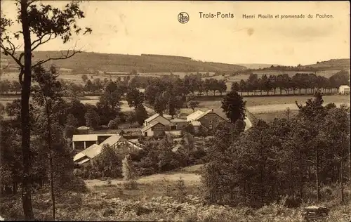 Ak Trois Ponts Dreibrücken Wallonie Lüttich, Henri Moulin, Promenade du Pouhon