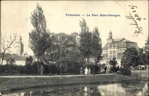 Ak Tirlemont Flämisch-Brabant-Flandern, Parc Saint Georges, Etang