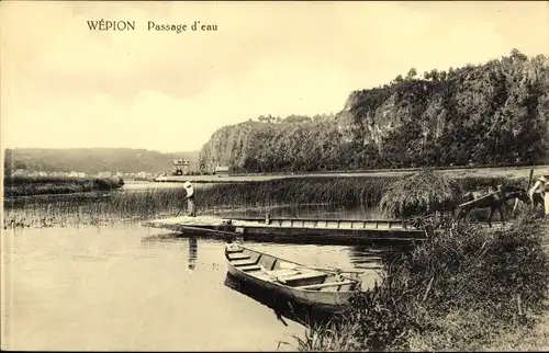 Ak Wepion sur Meuse Namur Wallonien, Wasserüberquerung