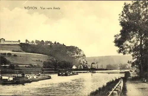 Ak Wepion sur Meuse Namur Wallonien, Blick Richtung Amée