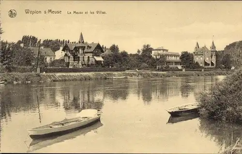 Ak Wepion sur Meuse Namur Wallonien, Die Maas und die Villen