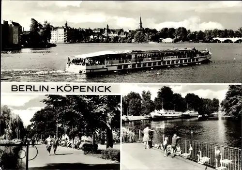 Ak Berlin Köpenick, Ausflugsschiff Bertolt Brecht, Promenade, Brücke