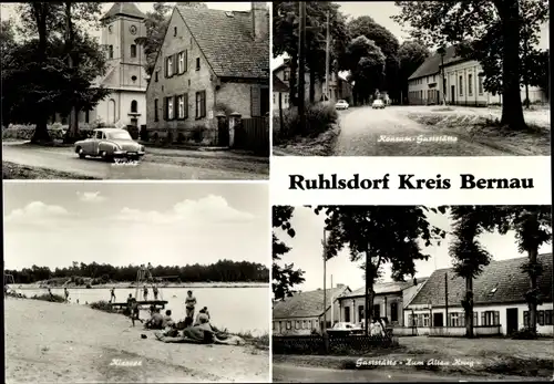 Ak Ruhlsdorf Marienwerder Brandenburg, Konsum-Gaststätte, Zum alten Krug, Kiesssee