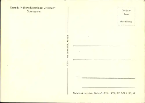 Ak Hansestadt Rostock, Hallenschwimmbad Neptun, Sprungturm