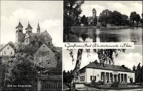 Ak Bad Klosterlausnitz in Thüringen, Klosterkirche, Gondelteich, Moorbad