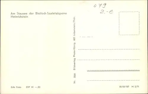 Ak Schönbrunn Ebersdorf Thüringen, Heinrichstein an der Saale, Stausee Bleiloch-Saaletalsperre