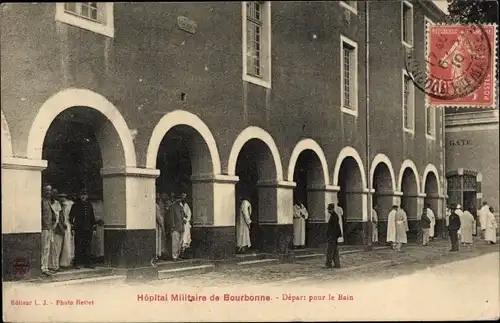 Ak Bourbonne les Bains Haute Marne, Hopital Militaire, Depart pour le Bain