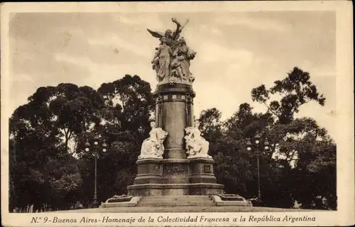 Ak Buenos Aires Argentinien, Monumento de la Colonia Francesa