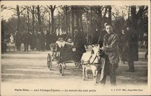 Ak Paris VIII Arrondissement Élysée, Paris Lived, Auf den Champs-Élysées, Auto für Kleinkinder