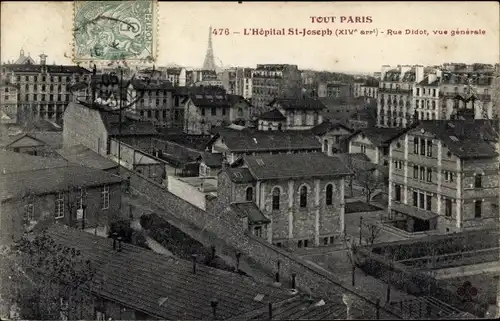 Ak Paris XIV Observatorium, Saint-Joseph Hospital, Rue Didot