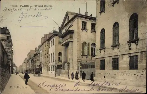 Ak Paris XIV Observatorium, Cochin Hospital, Rue du Faubourg Saint-Jacques