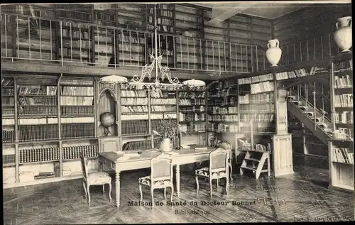 Ak Paris XVIII Montmartre, Doctor Bonnet Health Center, Bibliothek