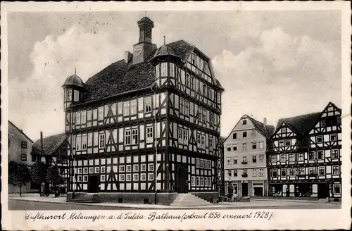 Ak Melsungen im Schwalm Eder Kreis, Rathaus, erbaut 1556