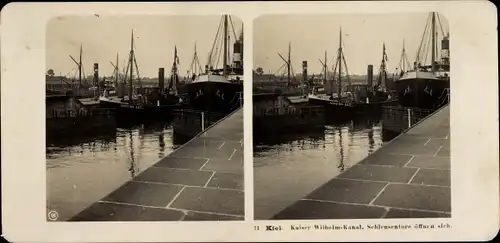 Stereo Ak Kiel, Kaiser-Wilhelm-Kanal, Schleusentore