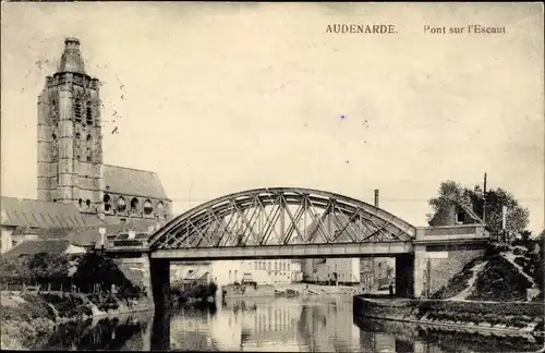 Ak Oudenaarde Audenarde Ostflandern, Pont sur l'Escaut