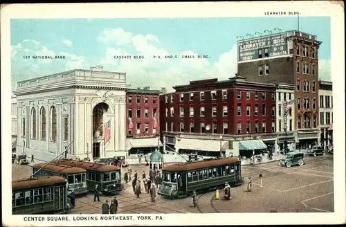 Ak York Pennsylvania USA, Center Square, Lehmayer Building, Cassatt Building, 1st National Bank