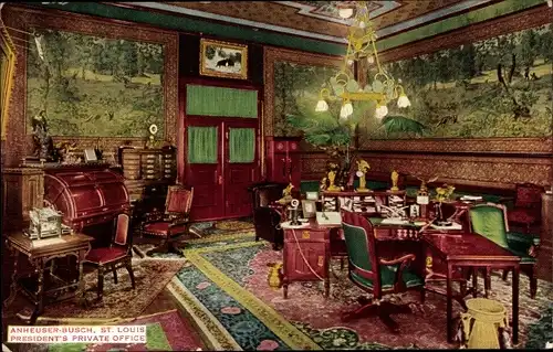 Ak Saint Louis Missouri USA, Brauerei Anheuser Busch, Privates Büro des Präsidenten