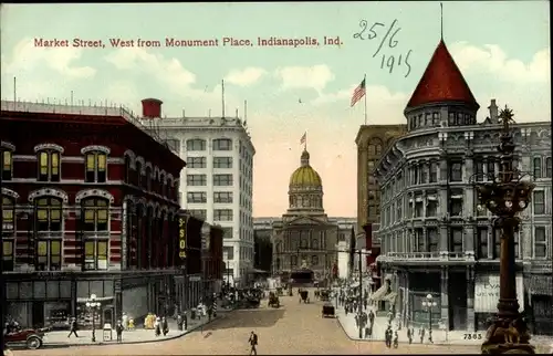 Ak Indianapolis Indiana USA, Market Street, Monument Place
