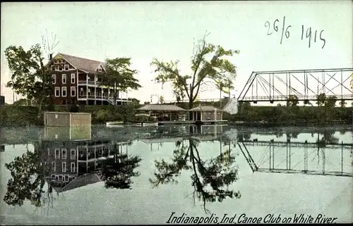 Ak Indianapolis Indiana USA, White River, Kanu Club, Bootshaus