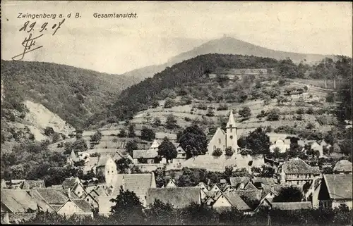 Ak Zwingenberg an der Bergstraße in Hessen, Gesamtansicht