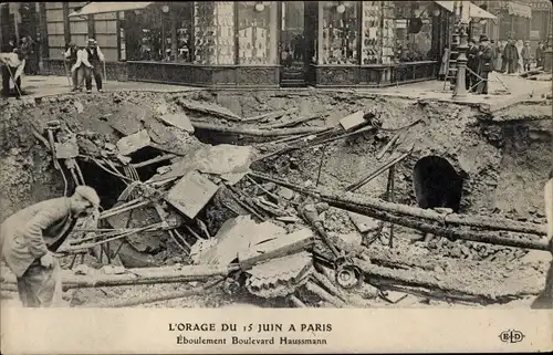 Ak Paris VIII, Der Sturm vom 15. Juni, Erdrutsch Boulevard Haussmann